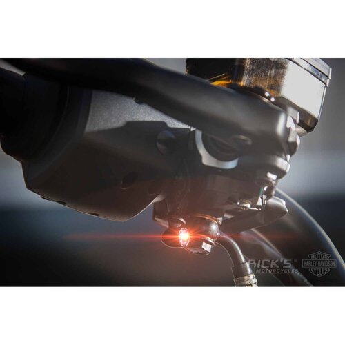 Rick's Motorcycles Atto Vorne Blinkerhalter Schwarz - Lasergeschnitten 3D-geformt Edelstahl für Kellermann Atto Blinker