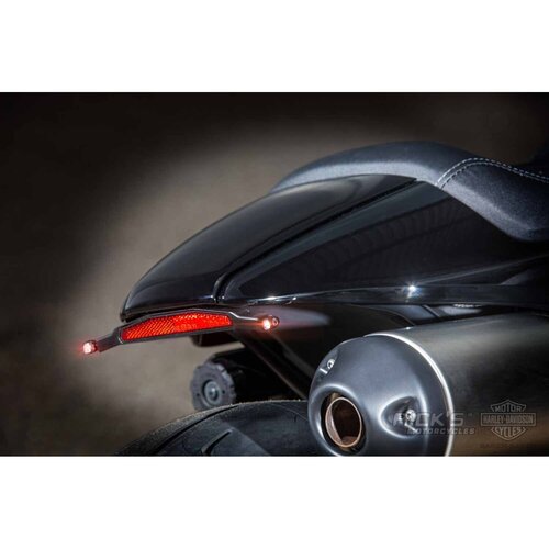 Rick's Motorcycles Atto Blinkerhalter-Set Hinten, Schwarz, Mattschwarz Pulverbeschichtete Edelstahl- und Aluminiumkonstruktion