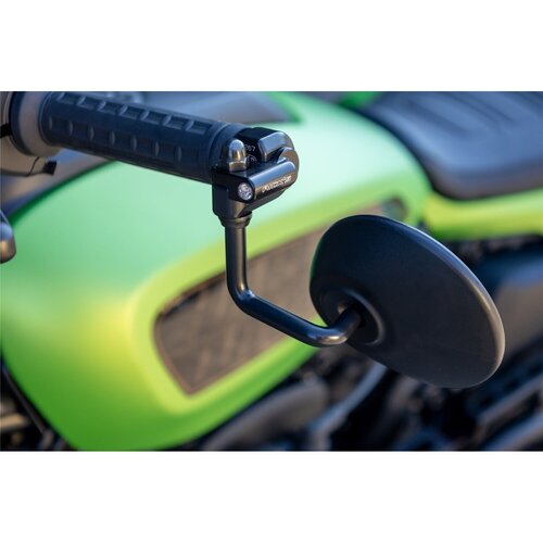 Rick's Motorcycles Bar-End Turn Signal Kit Atto Integral Matte Black CNC Machined Aluminum Brackets with Pre-Installed Kellermann Turn Signals