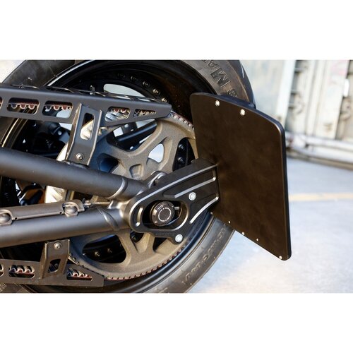 Rick's Motorcycles Side Mount License Plate Bracket, Matte Black Powder Coated Aluminum, Mounting Hardware Included