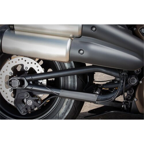 Rick's Motorcycles CNC-gefreesde Roestvrijstalen Swingarm Kabelafdekking in Mat Zwart ter Vervanging van Originele Kabelclips