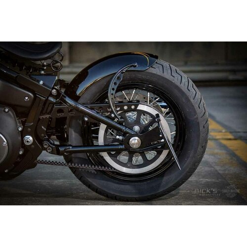 Rick's Motorcycles Support de Plaque Latéral Court Noir - Acier Inoxydable avec Éclairage LED pour Plaques 180 x 200 mm