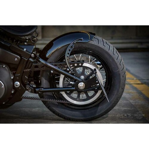 Rick's Motorcycles Kennzeichenhalter Seitenmontage Kit Kurz Schwarz - Mattschwarz Pulverbeschichteter Edelstahl mit LED-Beleuchtung für 21 x 17 cm Kennzeichen