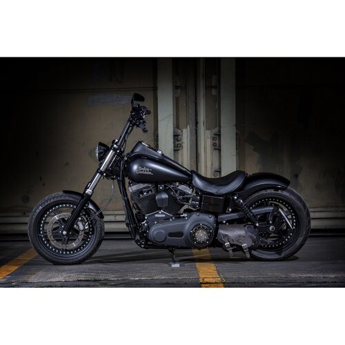 Rick's Motorcycles Kentekenplaathouder Korte Zijmontage voor Duitse Kentekenplaten 18x20 cm, Mat Zwart Roestvrij Staal met LED-verlichting