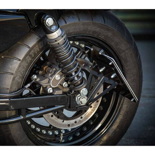 Rick's Motorcycles Gloss Black Side Mount License Plate Bracket Short for German License Plates 18x20 cm