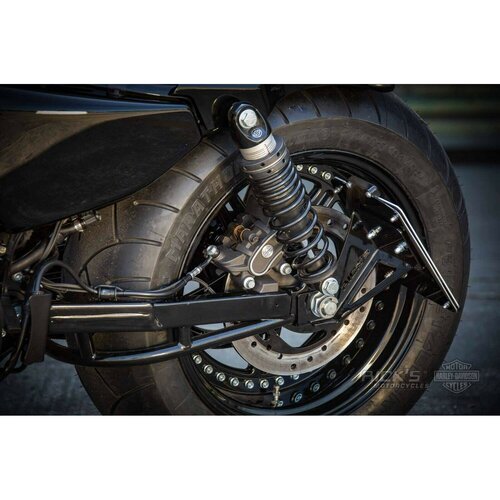 Rick's Motorcycles Support de Plaque d'Immatriculation Latéral Court Noir avec Éclairage LED pour Plaques Suisses 18x14 cm