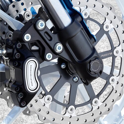 Rick's Motorcycles Clubstyle Remklauwadapters Zwart voor 108mm Radiaalremklauwen en 13" (330mm) Voorremschijven