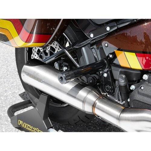 Rick's Motorcycles Clubstyle Rear Crashbar Black Powder Coated Steel with Black Anodized Aluminum End Caps, 900 mm Width