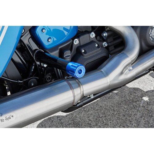 Rick's Motorcycles Clubstyle Crashbar Endkappen in Gloss Blue Anodized Billet-Aluminium