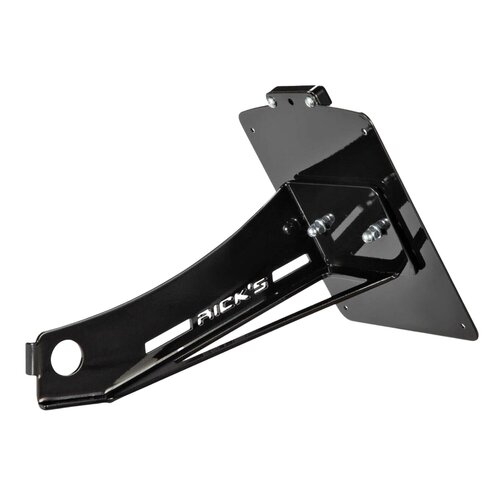 Rick's Motorcycles Glänzend Schwarz Pulverbeschichtetes Edelstahl Seitenmontage Kennzeichenhalter Set mit LED-Beleuchtung