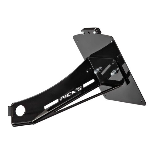 Rick's Motorcycles Side Mount License Plate Bracket Black with LED License Plate Light - Gloss Black Powder Coated Stainless Steel for 18x20 cm German License Plates