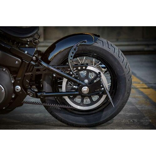 Rick's Motorcycles Kit Support Plaque Latéral Court Noir - Acier Inoxydable Thermolaqué Noir Mat pour Plaques 21 x 17 cm