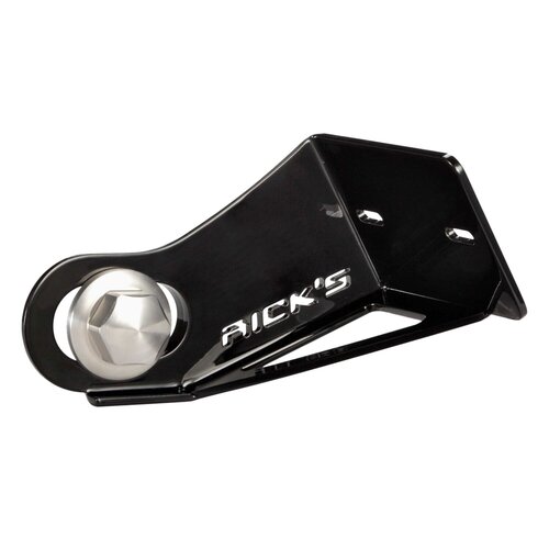 Rick's Motorcycles Short Side Mount License Plate Bracket in Gloss Black Powder Coated Stainless Steel with Adjustable Base Plate and LED Light for Austrian 21x17 cm Plates