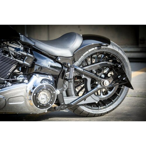Rick's Motorcycles Gloss Black Support de Plaque d'Immatriculation Latéral Court en Acier Inoxydable Thermolaqué pour Plaques Suisses 18x14 cm