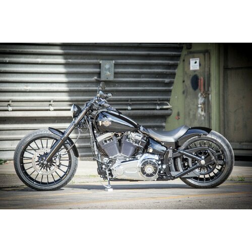 Rick's Motorcycles Gloss Black Pulverbeschichteter Edelstahl Kennzeichenhalter Seitenmontage Kurz für Schweizer 18x14 cm Kennzeichen