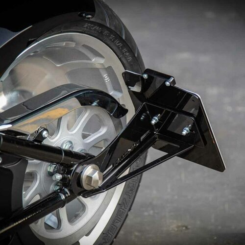 Rick's Motorcycles Support Latéral de Plaque d'Immatriculation Noir avec Plaque de Base Réglable et Éclairage LED
