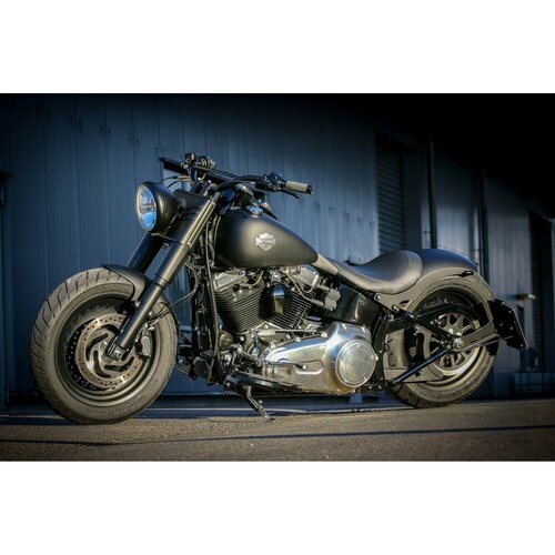 Rick's Motorcycles Side Mount License Plate Kit Matte Black with LED Lighting for 18 x 20 cm Plates