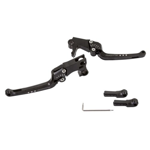 Rick's Motorcycles Good Guys Kit Leviers de Frein & Embrayage CNC en Aluminium Billet Black Anodized, Réglable sur 6 Positions