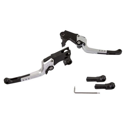 Rick's Motorcycles Good Guys 6-stufig verstellbares Brems- & Kupplungshebelset Black/Silver eloxiert mit anschraubbaren Hebelenden
