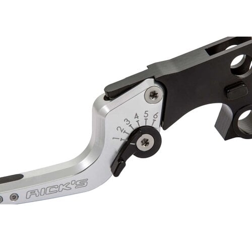Rick's Motorcycles Good Guys 6-Step Adjustable Brake & Clutch Lever Set Black/Silver Anodized with Bolt-On Lever Ends