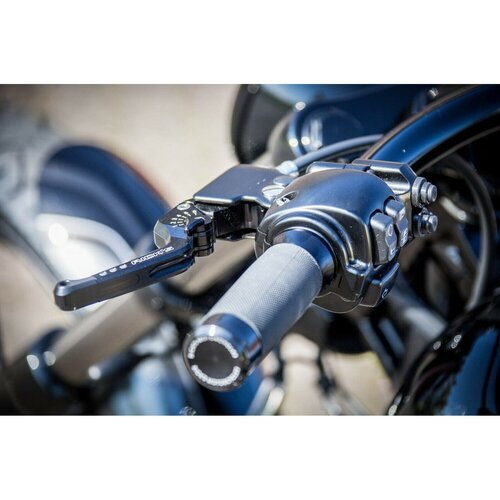 Rick's Motorcycles Good Guys CNC Billet Aluminum Brake & Clutch Lever Set Black, 6-Step Adjustable