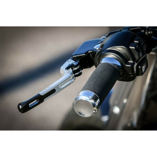Rick's Motorcycles Good Guys Rem- & Koppelingshendelset Zwart/Zilver Geanodiseerd, 6-Staps Verstelbaar, CNC-Gefreesd Gesmeed Aluminium