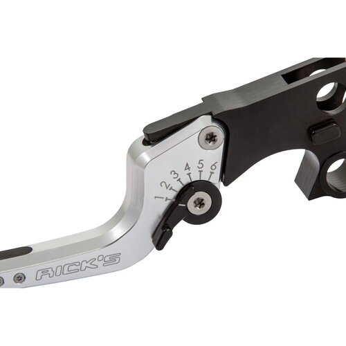 Rick's Motorcycles Good Guys 6-Stufen Verstellbares Brems- & Kupplungshebelset Schwarz/Silber Eloxiert CNC Billet Aluminium