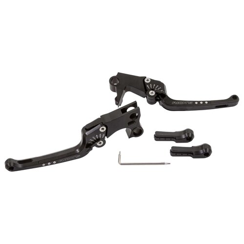 Rick's Motorcycles Good Guys Brems- & Kupplungshebelset Schwarz Eloxiert 6-Stufig Verstellbar CNC Billet-Aluminium