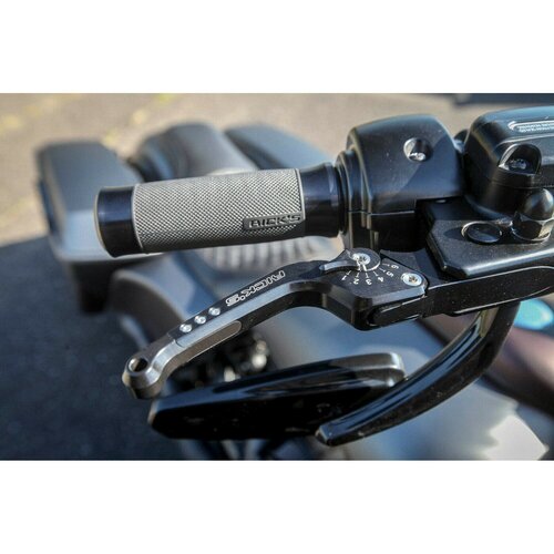Rick's Motorcycles Good Guys Brems- & Kupplungshebelset Schwarz Eloxiert 6-Stufig Verstellbar CNC Billet-Aluminium
