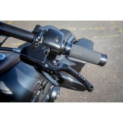 Rick's Motorcycles Good Guys Brems- & Kupplungshebelset Schwarz Eloxiert 6-Stufig Verstellbar CNC Billet-Aluminium