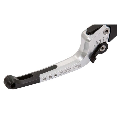 Rick's Motorcycles Good Guys Brake & Clutch Lever Set Black/Silver Anodized 6-Step Adjustable with Bolt-On Lever Ends