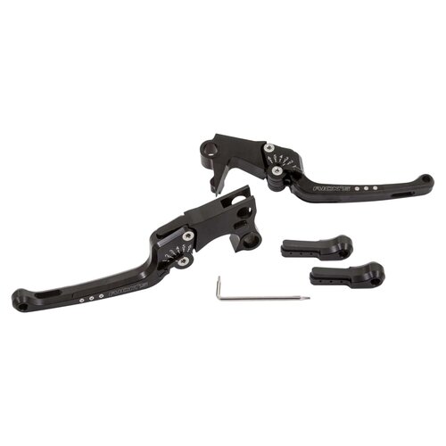 Rick's Motorcycles Good Guys 6-Step Adjustable Brake & Clutch Lever Set - Black Anodized Billet Aluminum