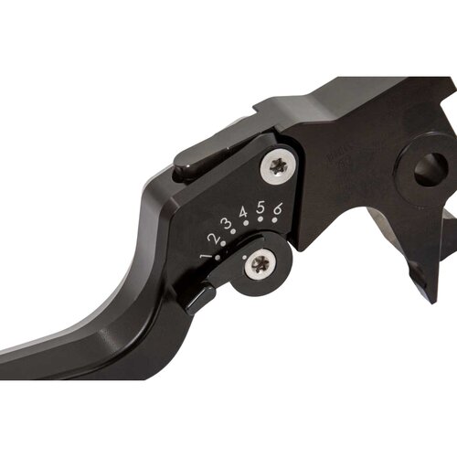 Rick's Motorcycles Good Guys Brems- & Kupplungshebel-Set Schwarz - CNC-gefräst aus Aluminium-Vollmaterial, 6-fach verstellbar, schwarz eloxiert