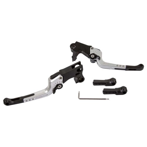Rick's Motorcycles Kit Leviers de Frein & Embrayage Good Guys Réglable sur 6 Positions Black/Silver, Usiné CNC en Aluminium Billet