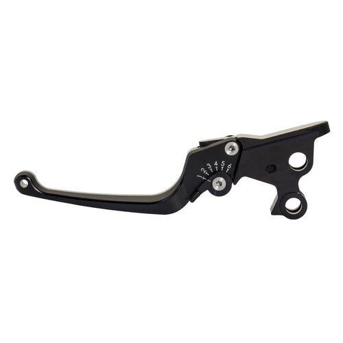 Rick's Motorcycles Klassisches Brems- & Kupplungshebelset Schwarz, CNC-gefräst, 6-fach verstellbar