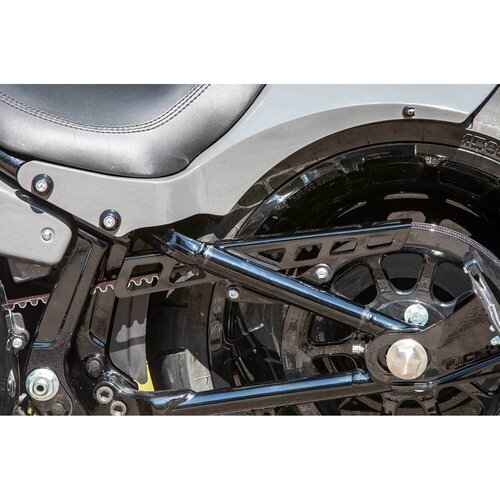 Rick's Motorcycles Belt Guard Square Holes Gloss Black Powder Coated Stainless Steel