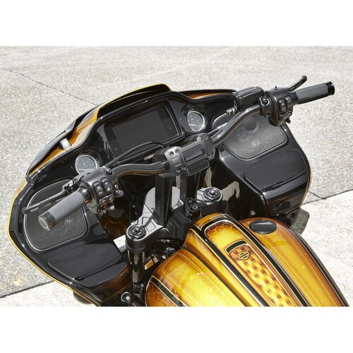 Rick's Motorcycles Clubstyle Pullback ST Kit rehausses guidon 10" Noir - Aluminium usiné CNC 3D, pince de guidon 1-1/4" (32mm)