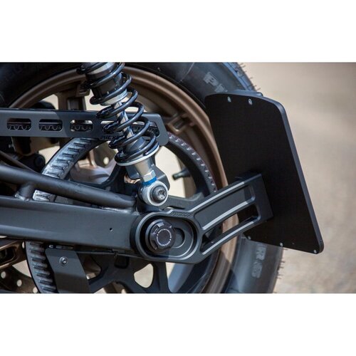 Rick's Motorcycles Kit Support de Plaque Latéral DE Black avec Support en Aluminium Usiné CNC (18 x 20 cm), Plaque Coulissante et Éclairage LED