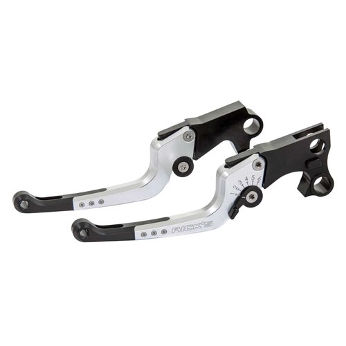 Rick's Motorcycles Good Guys Kit Leviers de Frein & Embrayage Réglable sur 6 Positions Noir/Argent Anodisé CNC Aluminium Billet