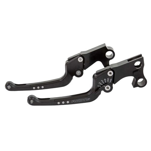 Rick's Motorcycles Good Guys Kit Leviers de Frein et Embrayage Réglables 6 Positions Noir Anodisé en Aluminium Billette