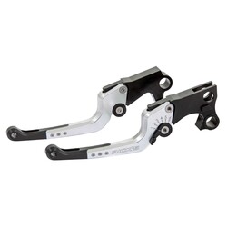 Kit Leviers de Frein & Embrayage Good Guys Réglable sur 6 Positions Black/Silver, Usiné CNC en Aluminium Billet