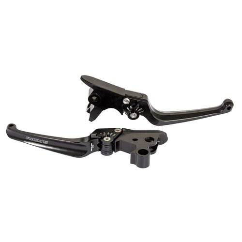 Rick's Motorcycles Classic Brake & Clutch Lever Set Black, CNC Machined 6-Step Adjustable