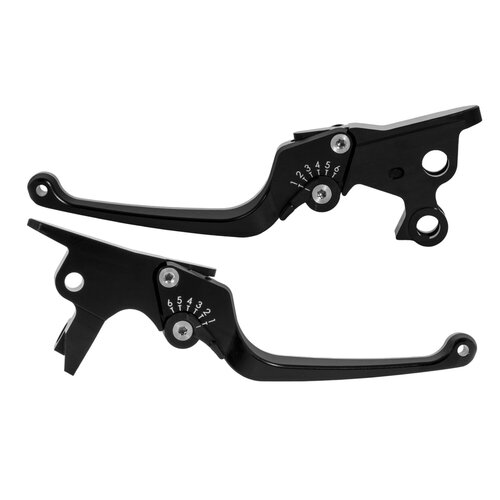 Rick's Motorcycles Kit Leviers de Frein & d'Embrayage Classique, Réglable en 6 Positions, Noir Anodisé