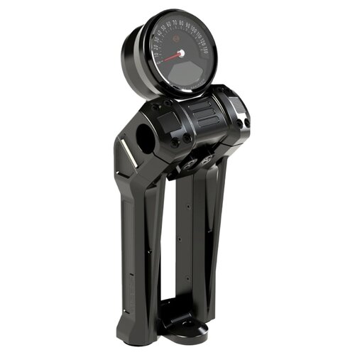 Rick's Motorcycles Clubstyle Riser Kit Pullback 8.5" in Black Anodized CNC-Machined Aluminum with 2" Built-In Pullback and 1-1/4" Handlebar Clamp