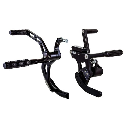 Rick's Motorcycles AK47 Forward Control Kit Standard Schwarz Eloxiert, Billet-Aluminium