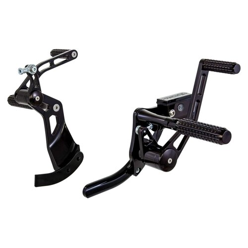 Rick's Motorcycles Fußrastenanlage AK47 +4" schwarz, eloxiertes gefrästes Aluminium