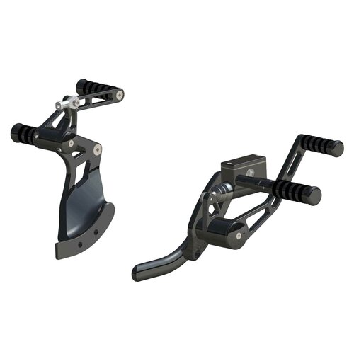 Rick's Motorcycles Forward Control Kit +4" Extended O-Ring Style Black Anodized Billet Aluminum