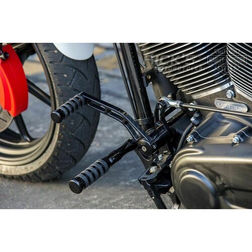 Rick's Motorcycles Forward Control Kit +4" Verlängert O-Ring Schwarz Eloxiertes Billet-Aluminium