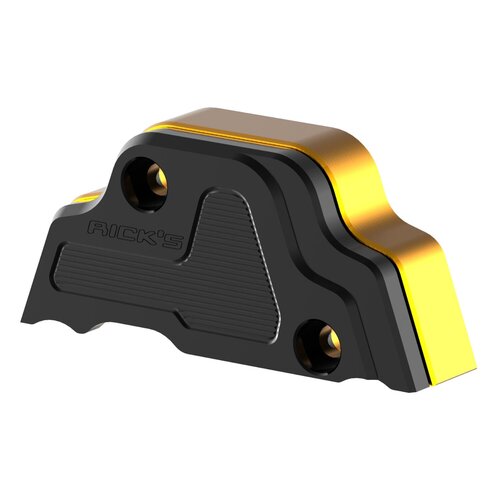 Rick's Motorcycles Gangpositionssensorabdeckung Schwarz/Gold - CNC-gefräst aus 6061 Aluminium-Vollmaterial, direkter Ersatz für 25701821