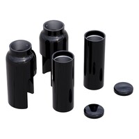 Gabelabdeckungs-Set, 6-teilig, Schwarz, Vollständig CNC-gefrästes Aluminium, Glänzend Schwarz Pulverbeschichtet
